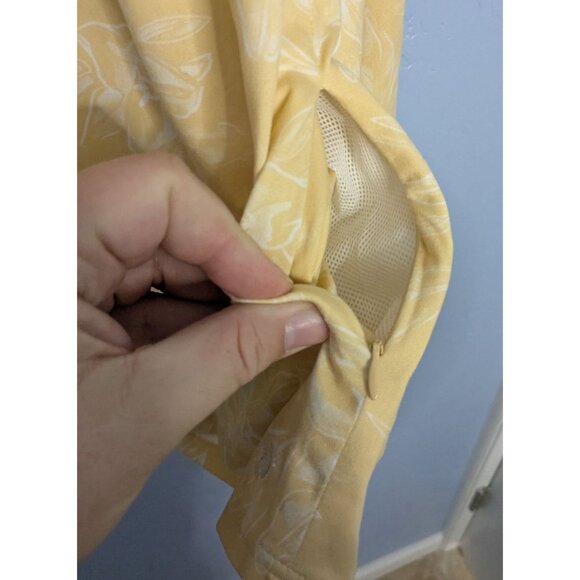 Hang Ten Womens XL Yellow Floral Long Sleeve Top shirt UV Protection Zipper Pock - Picture 4 of 10